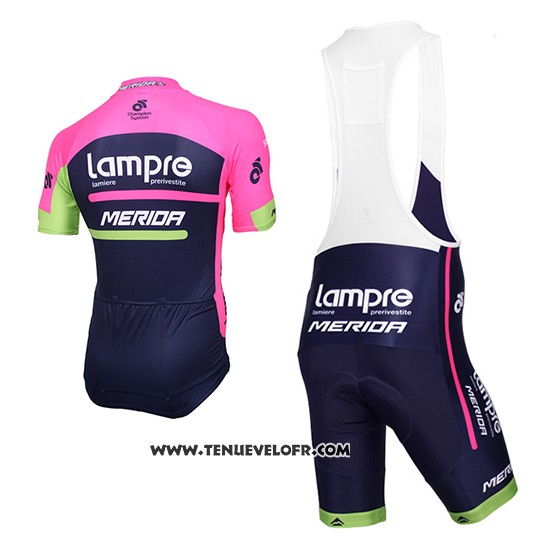 2016 Maillot Ciclismo Lampre Bleu et Rose Manches Courtes et Cuissard